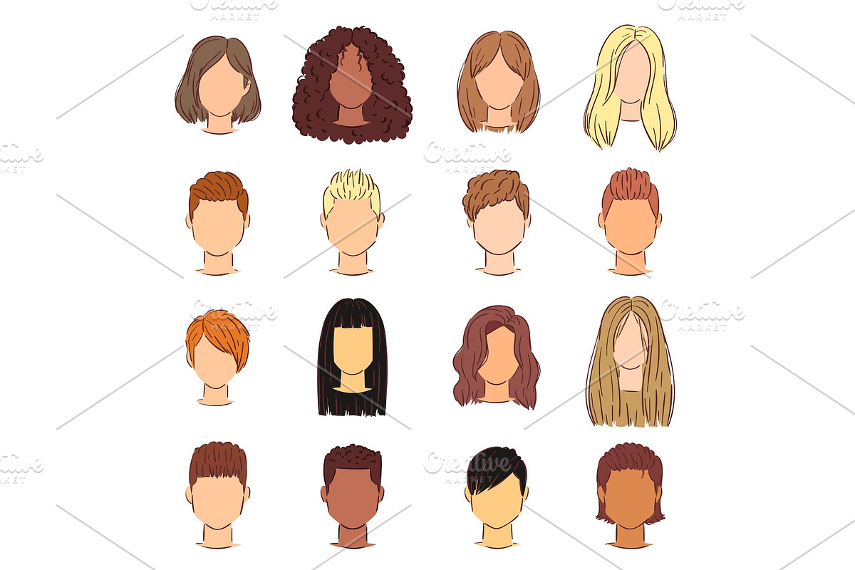 Hairstyle woman vector female in Illustrations - product preview 8