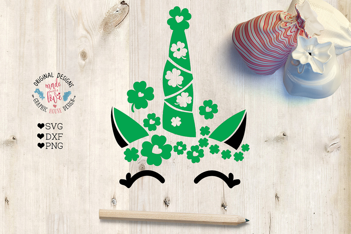Lucky Unicorn - St Patricks Cut File in Illustrations - product preview 8