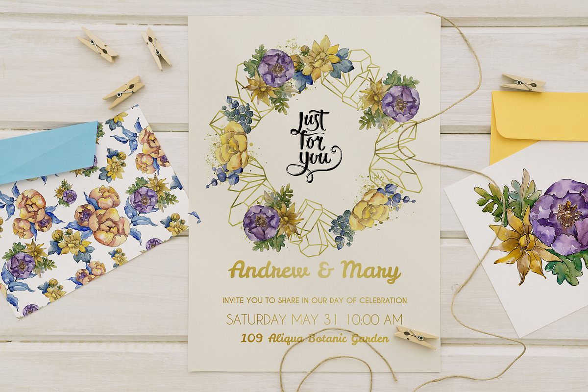 Bouquets Yellow Watercolor png  in Illustrations - product preview 8