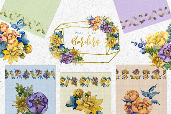 Bouquets Yellow Watercolor png  in Illustrations - product preview 8