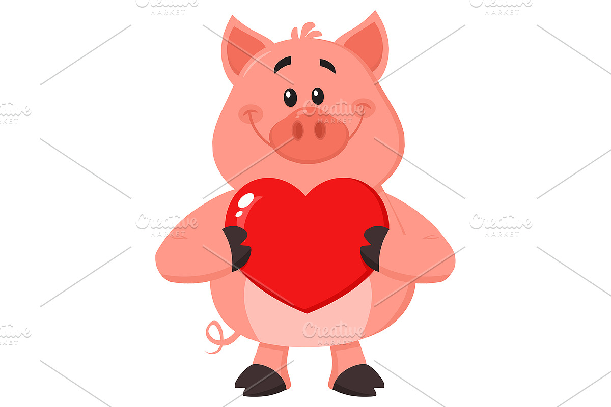 Cute Pig Cartoon Character  in Illustrations - product preview 8