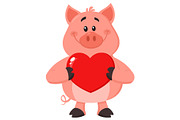 Cute Pig Cartoon Character 