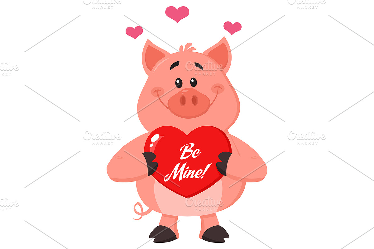 Cute Pig Cartoon Character in Illustrations - product preview 8