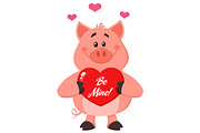 Cute Pig Cartoon Character