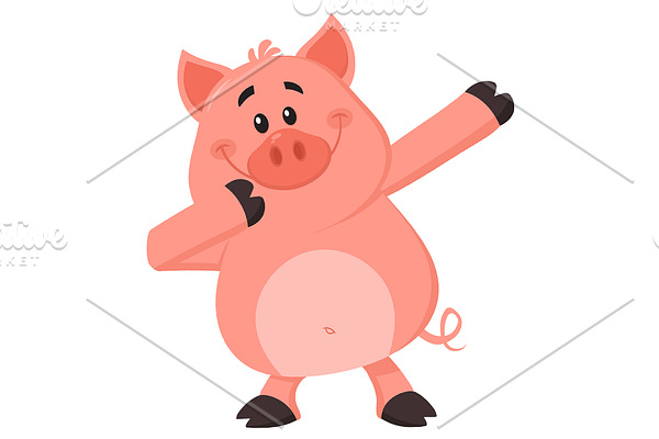 Dabbing Pig Cartoon Character