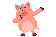 Dabbing Pig Cartoon Character