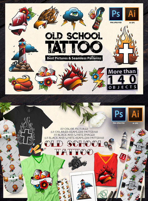 Old School Tattoo in Illustrations - product preview 4