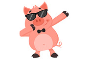 Funny Pig Cartoon Character
