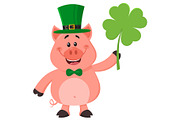 Happy Leprechaun Pig Character