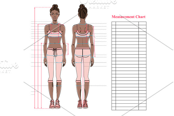 Woman body measurement chart in Illustrations - product preview 3