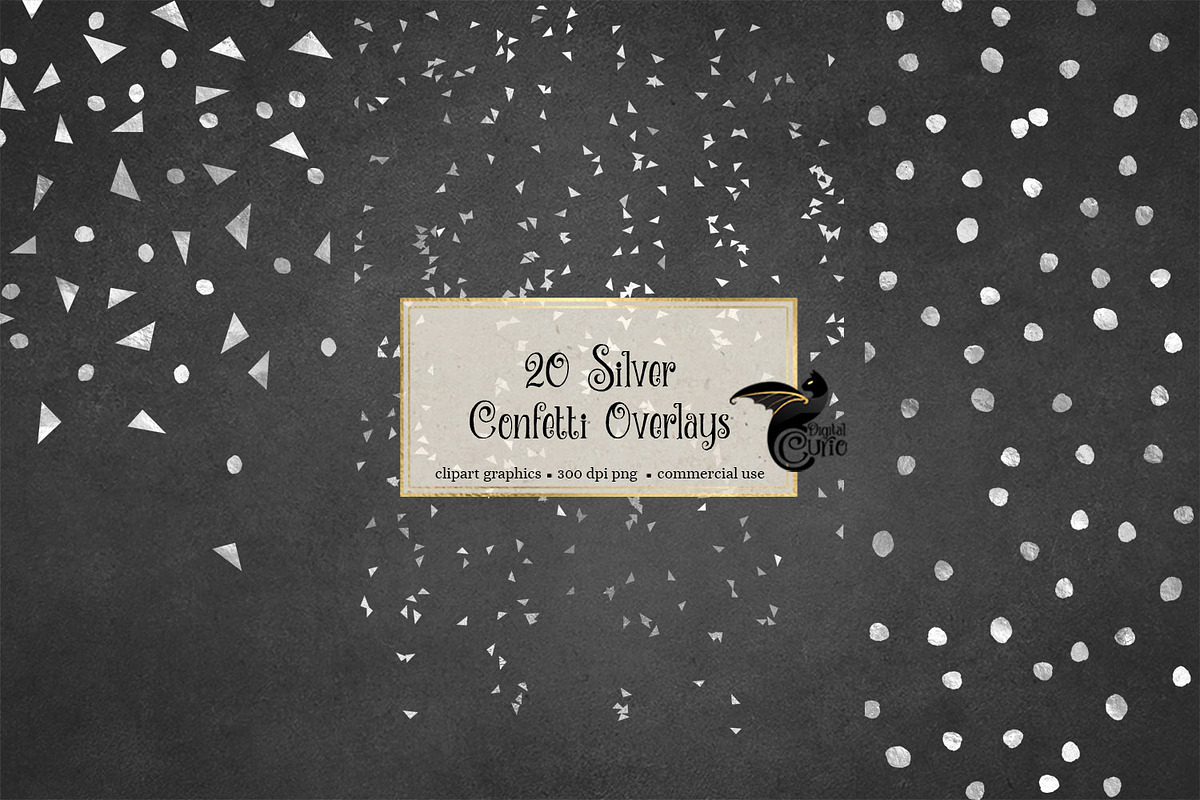 Silver Confetti Overlays in Illustrations - product preview 8