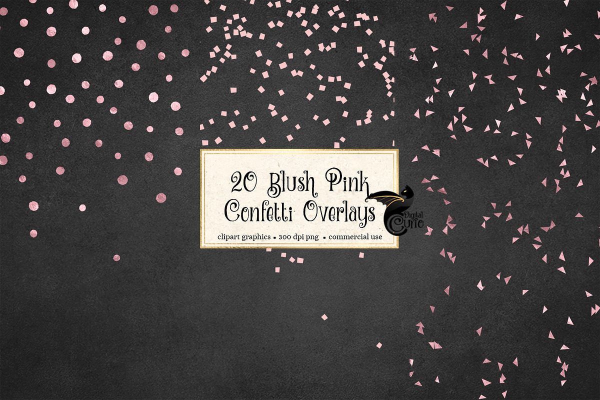 Blush Pink Confetti Overlays in Illustrations - product preview 8