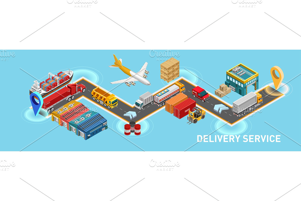 Isometric map of delivery service in Illustrations - product preview 8