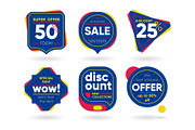 Set of blue sale banners