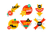 Set of discount banners with arrows