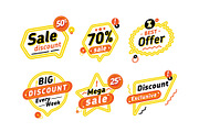 Set of speech bubbles with discount
