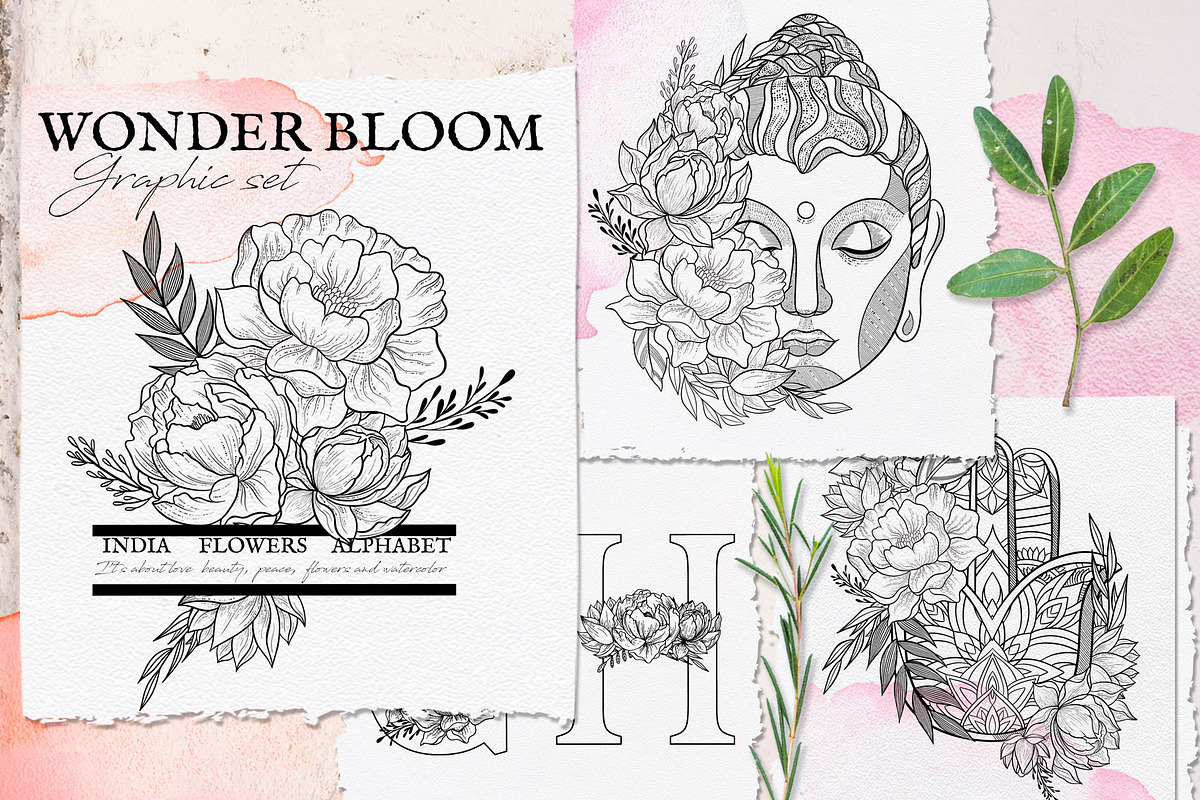 Wonder Bloom Graphic Set & Alphabet in Illustrations - product preview 8