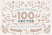 100+ Vector Leaves + Flourishes