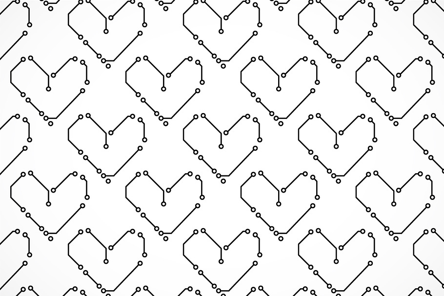 Computer hearts seamless pattern
