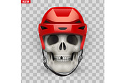 Vector Human skull with ice hockey