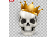 Vector Human skull with king golden