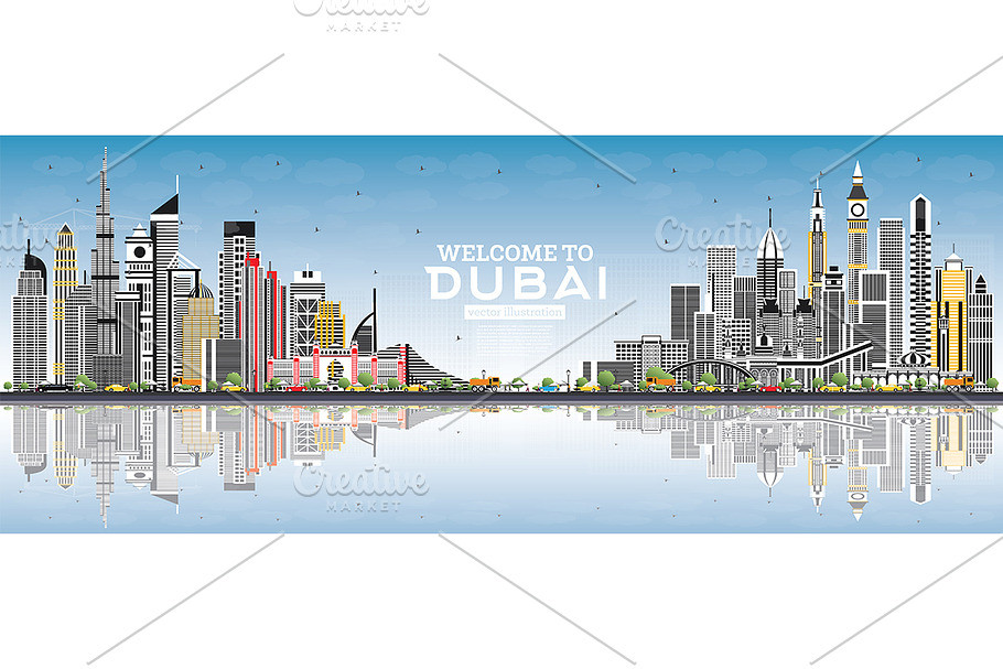 Welcome to Dubai UAE Skyline  in Illustrations - product preview 8