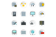 Database icons set, flat style