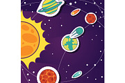 Space cartoon background with
