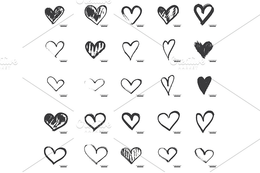 Hand Drawn Calligraphy Heart Set  in Illustrations - product preview 8