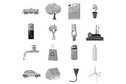 Ecology and environmental icons set