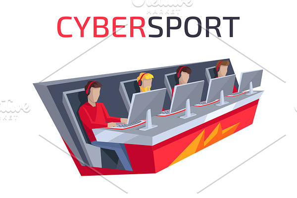 Cybersport Icon of Team on Vector