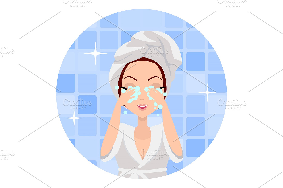 Girl Cleaning and Care Her Face in Illustrations - product preview 8