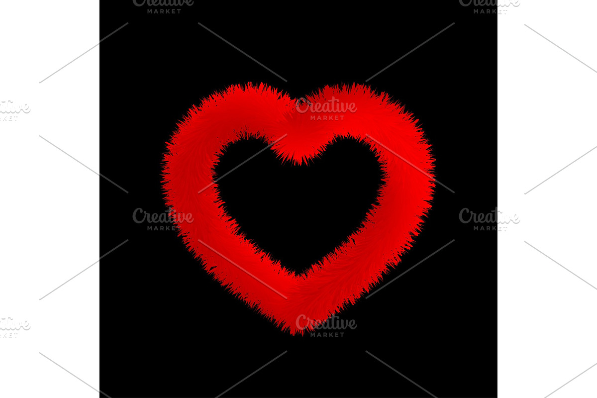 Valentine fluffy fur red heart in Illustrations - product preview 8