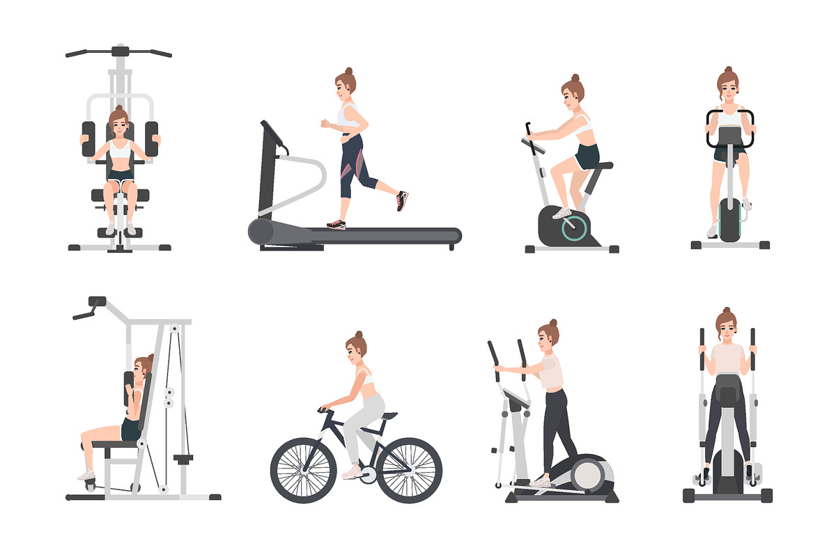 Woman in the gym set in Illustrations - product preview 8