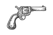 Vintage cowboy revolver engraving