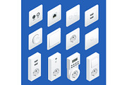 Isometric Switches and Sockets set