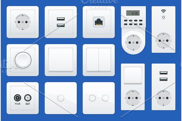 Switches and sockets set. All types