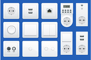Switches and sockets set. All types