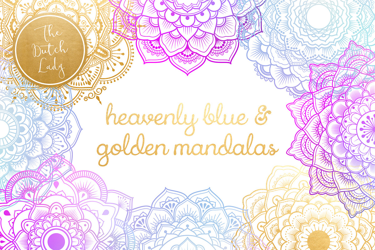Mandala Clipart in Blue & Gold in Illustrations - product preview 8