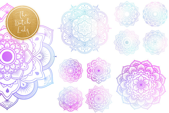 Mandala Clipart in Blue & Gold in Illustrations - product preview 3