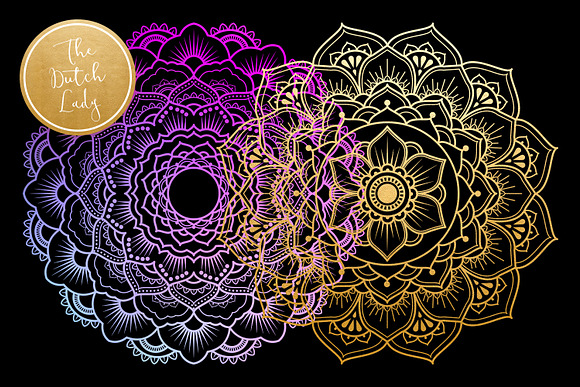 Mandala Clipart in Blue & Gold in Illustrations - product preview 4