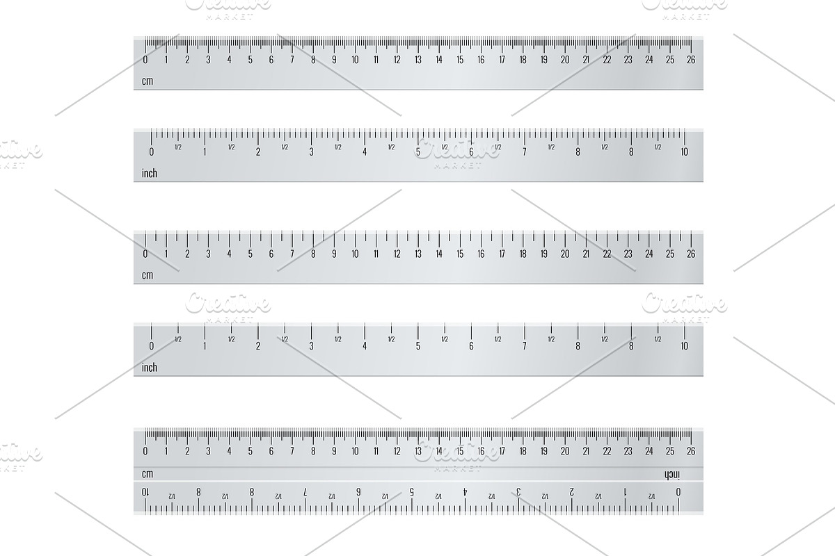 Inch and metric rulers. Centimeters in Objects - product preview 8