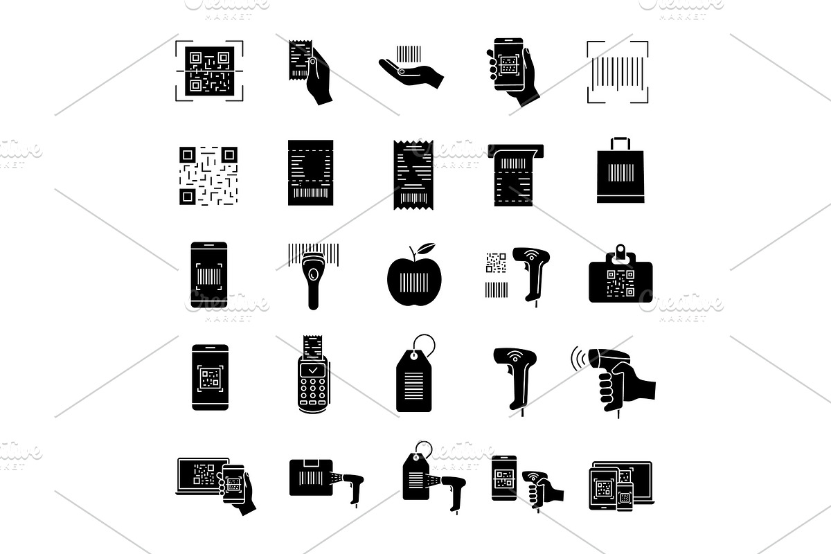 Barcodes glyph icons set in Icons - product preview 8