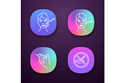 Neurotoxin injection app icons set