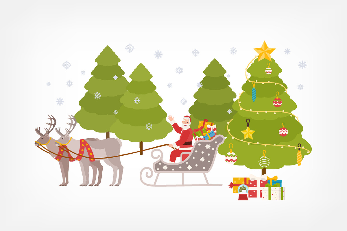 Santa Claus in his sleigh in Illustrations - product preview 8