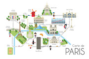 Cartoon map of Paris