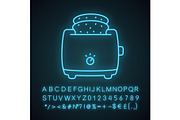 Slice toaster with toast neon icon