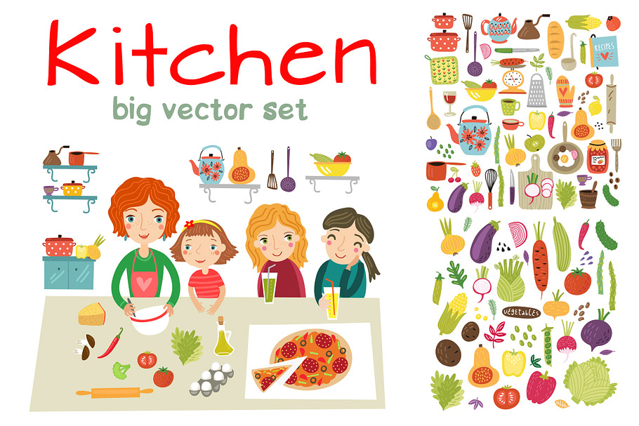 KITCHEN vector set in Illustrations - product preview 8