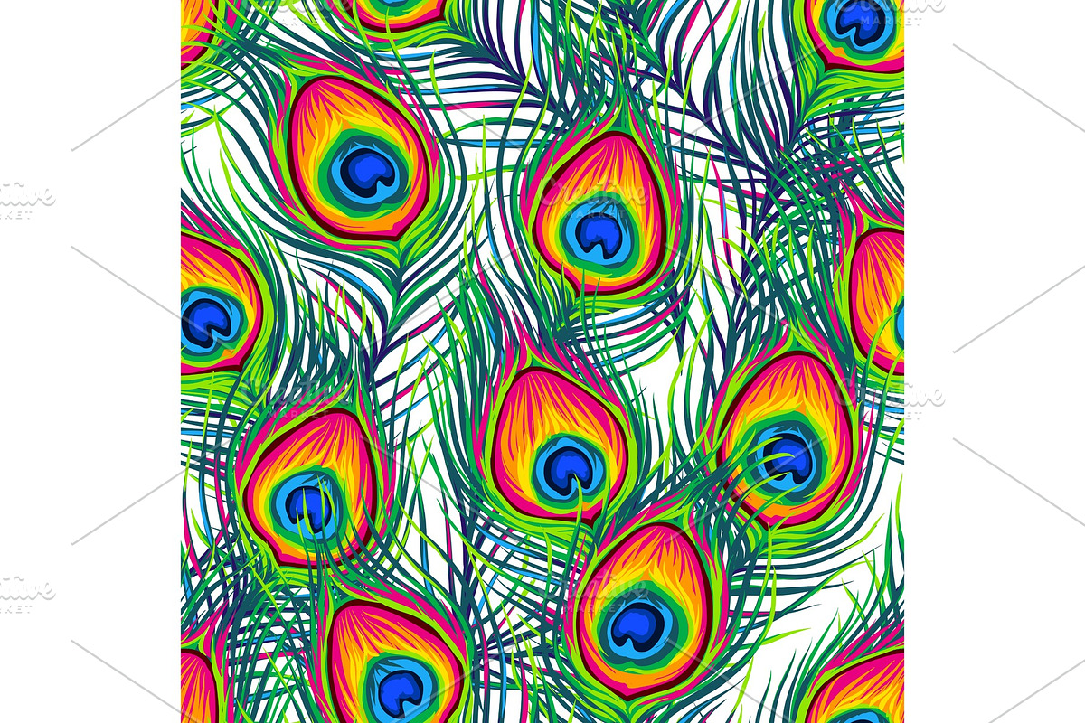 Peacock feathers seamless pattern. in Patterns - product preview 8