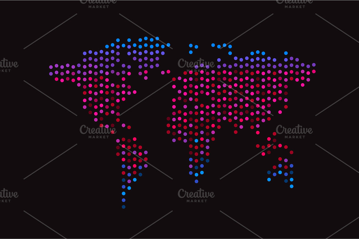 World map halftone neon color pink b in Graphics - product preview 8